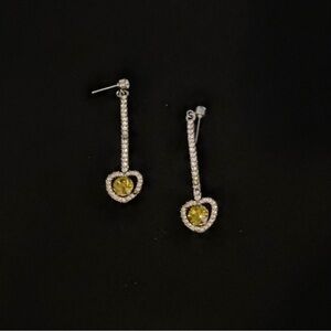 Citrine and CZ Heart Drop Earrings